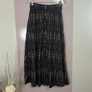 Zara Basic 100% Cotton Maxi Pleated Printed Skirt Size S